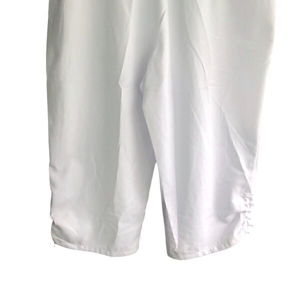 NWT Allison Daley Below-Knee White Pants Capris Elastic Waist Ruffle Legs String - Picture 4 of 5